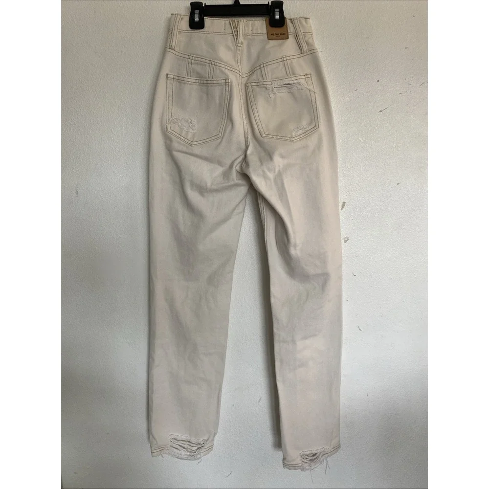 We The Free Crvy WomensJeans‎ Cream 24 High Rise Classic Boho Distressed